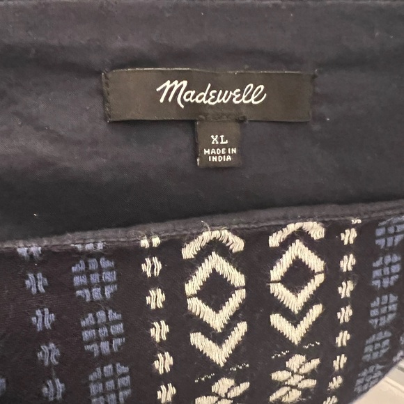 XL Madewell Blue and White Geometric Peplum Top - Picture 9 of 15